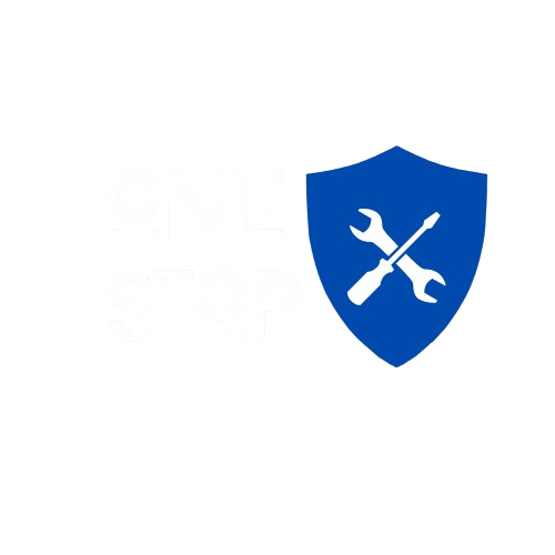 one stop repairs logo white